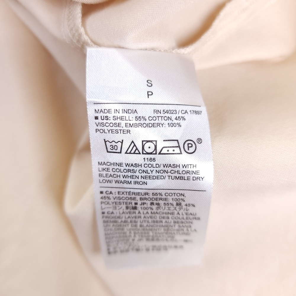 New Banana Republic Cotton Viscose Tan White Floral Embroidered Dress Sz… - Picture 8 of 14